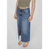 Mango Uzun Kot Etek - Denim - XS