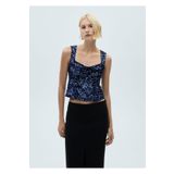 Mango Woman 57019101 Askıları Pullu Siyah Kadın Bluz