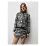 Mango Woman 67094070 Metal Düğmeli Tüvit Siyah Kadın Ceket