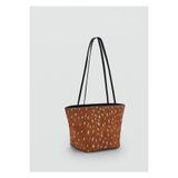 MANGO Woman Bambi desenli kürklü deri shopper çanta