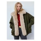MANGO Woman Çıkarılabilir kürk yakalı parka