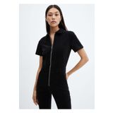 MANGO Woman Fermuarlı fitilli kadife tulum