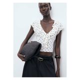 MANGO Woman Fırfırlı puantiyeli bluz