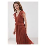 MANGO Woman Fırfırlı uzun elbise