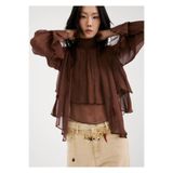 MANGO Woman Fırfırlı yüksek yakalı bluz
