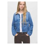 MANGO Woman Fitilli kadife yakalı denim ceket