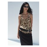 MANGO Woman Leopar desenli dekolte bluz