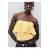 MANGO Woman Maksi volanlı straplez bluz