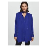 MANGO Woman Saten çiçekli chocker bluz
