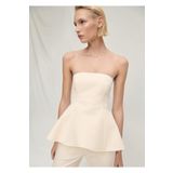 MANGO Woman Volanlı straplez bluz