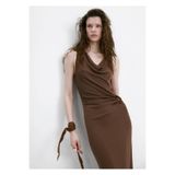 MANGO Woman Yanı drape büzgülü elbise