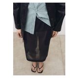 MANGO Woman Yarı şeffaf ipek midi etek