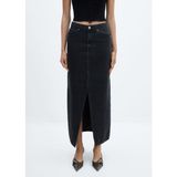 Mango Yırtmaçlı Kot Etek - 2XL - Siyah