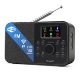 MangoKit SR-L Radyo, Bluetooth, FM ve İnternet, 150 Presets- Siyah | Podcast oynatıcı, 50.000'den fazla internet istasyonu, çalar saat, uyku zamanlayıcısı, renkli ekran, şebeke veya pil