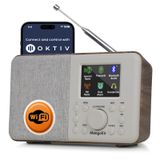 MangoKit SR10 Bluetooth 5.3, Podcast Oynatıcı, Taşınabilir FM Radyo, Şebeke veya AA Pilli, Renkli Ekran, 60 Ön Ayarlar, Çift Alarm, Uygulama Kontrol Desteği-Ceviz
