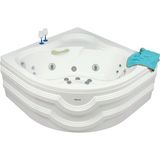 Manhattan Oturmalı Oval Jakuzi 130x130, h:55 Comfort Hidromasaj Sistemli Küvet (Gövde + Metal ayak + Ön panel)