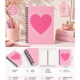 Manifest Defter - Kalp Desenli Çizgili 80 Yaprak Spiralli Defter