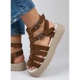 Manijero Koyu Taba Kadın Süet Sandalet MNJ.036.03