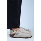 Manijero Premium Series Alba Bej Ekru Hakiki Deri Soft Footbed Önü Kapalı Sandalet Terlik