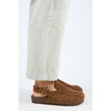 Manijero Premium Series Alba Hakiki Deri Taba Soft Footbed Önü Kapalı Sandalet Terlik