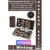 #Manikürseti Deri Çantalı Paslanmaz Çelik Kişisel El Ayak Bakım Hijyenik Şık Manikür Seti 12 Parça