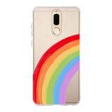 Manitoba Huawei Mate 10 Lite ile Uyumlu Baskılı Yumuşak Silikon Şeffaf Telefon Kılıfı, Gökkuşağı Desen