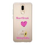 Manitoba Huawei Mate 10 Lite ile Uyumlu Baskılı Yumuşak Silikon Şeffaf Telefon Kılıfı, HeartBreak Desen