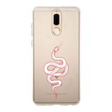 Manitoba Huawei Mate 10 Lite ile Uyumlu Baskılı Yumuşak Silikon Şeffaf Telefon Kılıfı, Kırmızı Yılan Deseni