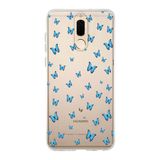 Manitoba Huawei Mate 10 Lite ile Uyumlu Baskılı Yumuşak Silikon Şeffaf Telefon Kılıfı, Mavi Kelebek Desen