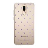 Manitoba Huawei Mate 10 Lite ile Uyumlu Baskılı Yumuşak Silikon Şeffaf Telefon Kılıfı, Mor Kalp Deseni