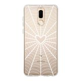 Manitoba Huawei Mate 10 Lite ile Uyumlu Baskılı Yumuşak Silikon Şeffaf Telefon Kılıfı, Örümcek Ağı Desen