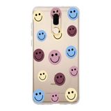 Manitoba Huawei Mate 10 Lite ile Uyumlu Baskılı Yumuşak Silikon Şeffaf Telefon Kılıfı, Renkli Smiley Desen