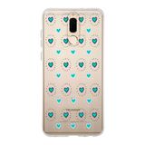 Manitoba Huawei Mate 10 Lite ile Uyumlu Baskılı Yumuşak Silikon Şeffaf Telefon Kılıfı, Turkuaz Kalp Deseni