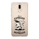 Manitoba Huawei Mate 10 Lite ile Uyumlu Baskılı Yumuşak Silikon Telefon Kılıfı, Şeffaf, Espresso Deseni