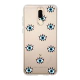 Manitoba Huawei Mate 10 Lite ile Uyumlu Baskılı Yumuşak Silikon Telefon Kılıfı, Şeffaf, Göz Deseni