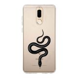 Manitoba Huawei Mate 10 Lite ile Uyumlu Baskılı Yumuşak Silikon Telefon Kılıfı, Şeffaf, Yılan Deseni