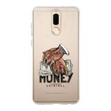 Manitoba Huawei Mate 10 Lite ile Uyumlu Criminal Money Tasarımlı Baskılı Şeffaf Telefon Kılıfı, Silikon, Çok Renkli