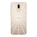 Manitoba Huawei Mate 10 Lite ile Uyumlu Kalpli Örümcek Ağı Tasarımlı Baskılı Şeffaf Telefon Kılıfı