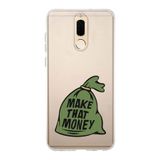 Manitoba Huawei Mate 10 Lite ile Uyumlu Make That Money Tasarımlı Baskılı Şeffaf Telefon Kılıfı, Çok Renkli