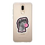 Manitoba Huawei Mate 10 Lite ile Uyumlu Michelangelo Tasarımlı Baskılı Şeffaf Silikon Telefon Kılıfı, Çok Renkli