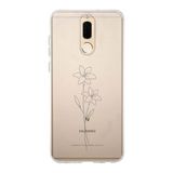 Manitoba Huawei Mate 10 Lite ile Uyumlu Minimal Çiçek Tasarımlı Baskılı Şeffaf Silikon Telefon Kılıfı, Çok Renkli
