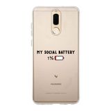 Manitoba Huawei Mate 10 Lite ile Uyumlu My Social Battery Tasarımlı Baskılı Şeffaf Telefon Kılıfı, Çok Renkli