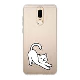 Manitoba Huawei Mate 10 Lite ile Uyumlu Sevimli Kedi Tasarımlı Baskılı Şeffaf Telefon Kılıfı
