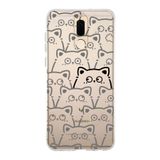 Manitoba Huawei Mate 10 Lite ile Uyumlu Sevimli Kediler Tasarımlı Baskılı Şeffaf Telefon Kılıfı