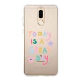 Manitoba Huawei Mate 10 Lite ile Uyumlu Today Is A Great Day Tasarımlı Baskılı Şeffaf Telefon Kılıfı, Çok Renkli