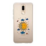 Manitoba Huawei Mate 10 Lite Uyumlu Ay Güneş ve Gezegen Tasarımlı Baskılı Şeffaf Silikon Telefon Kılıfı