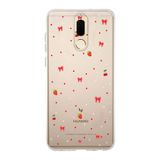 Manitoba Huawei Mate 10 Lite Uyumlu Baskılı Yumuşak Silikon Şeffaf Telefon Kılıfı, Çilek ve Fiyonk Desen