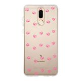 Manitoba Huawei Mate 10 Lite Uyumlu Baskılı Yumuşak Silikon Şeffaf Telefon Kılıfı, Pembe Pati Deseni