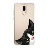 Manitoba Huawei Mate 10 Lite Uyumlu Baskılı Yumuşak Silikon Şeffaf Telefon Kılıfı, Siyah Kedi Deseni