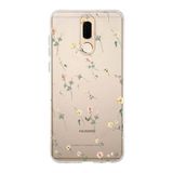 Manitoba Huawei Mate 10 Lite Uyumlu Çiçek Tasarımlı Baskılı Şeffaf Telefon Kılıfı, Çok Renkli